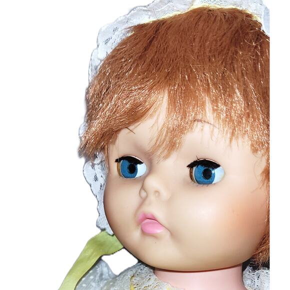 18" Vintage  Beautiful Ginger Red Hair W/Deep Blue Sleep Eyes Little Girl Doll - Picture 3 of 5